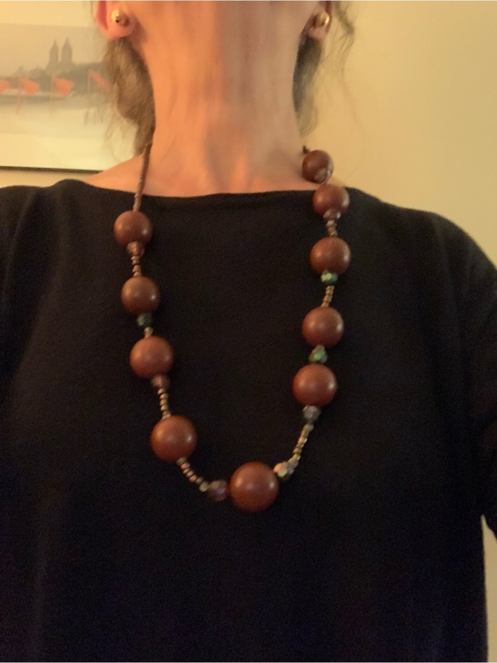 Handcrafted Brown Wooden Bead Necklace - Women Jewelry